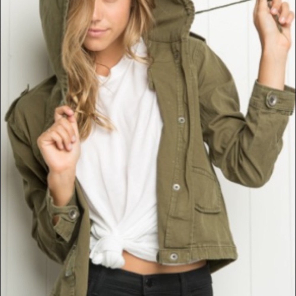 Brandy Melville olive green rain coat material
